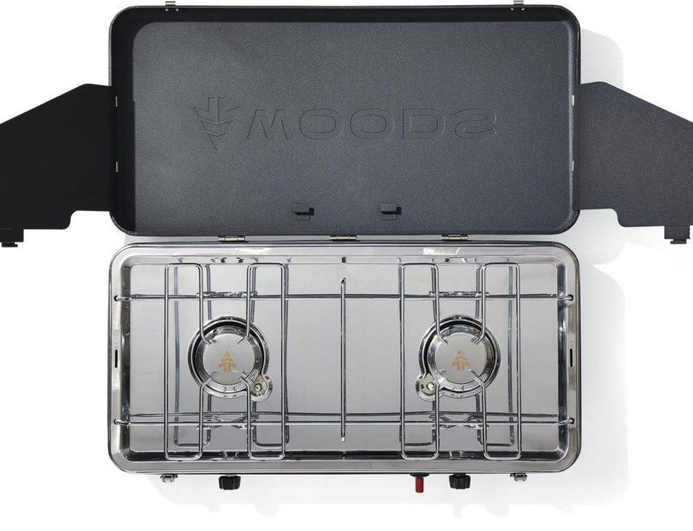 Woods Quick Fire Double-Burner Camp Stove, 20,000 BTUs, Piezo Start