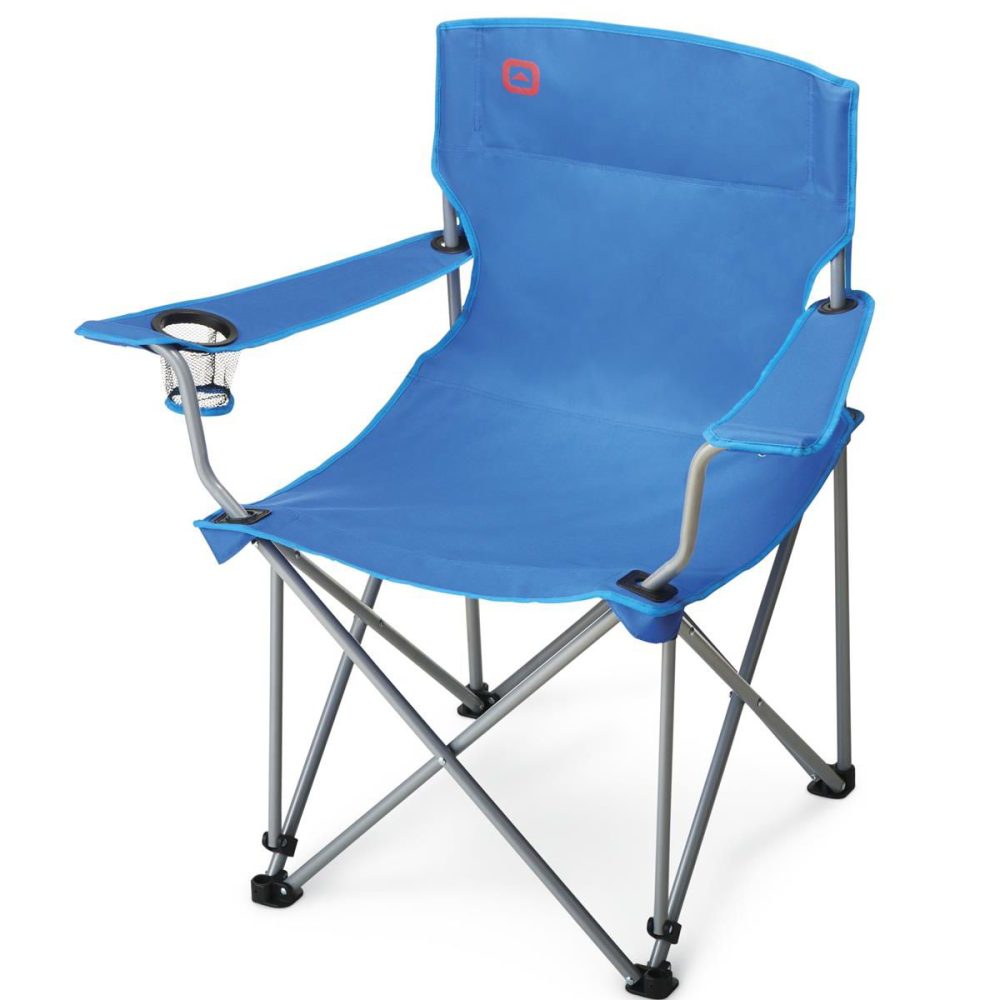 Outbound Premium Oversized Portable Folding Camping Quad Chair with Cup Holder, Blue