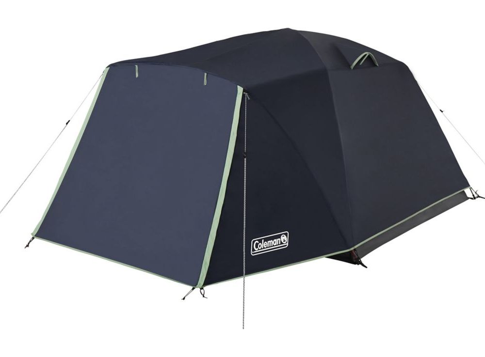 Coleman Skydome 3-Season, 4-Person Easy Set-Up Camping Dome Tent with Rain Fly, Vestibule, E-Port & Carry Bag, Blue Nights