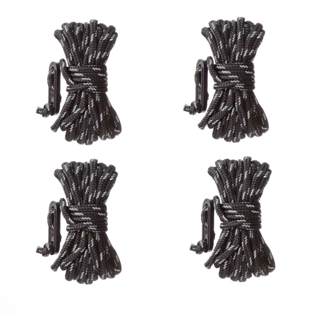 Woods Reference Guyline Paracord Ropes with Tensioner Adjusters for Tents & Tarps, 3m, 4-Pack