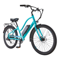Oceania Lightweight Electric Bicycle with Front & Rear Lights, 26-in Wheel, Blue