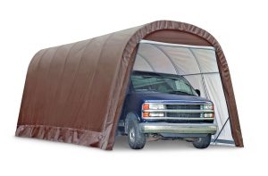 ShelterLogic Heavy Duty Waterproof Round Style Auto Shelter with UV Protection, 12x24x10-ft