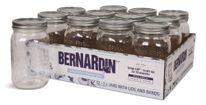 Bernardin Decorative Glass Mason Jars with Snap Lids, 1 L, 12 Count