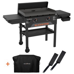 Blackstone 2-Burner 28-in Propane Omnivore Griddle with Lid, Hard Cover & Spatula Set