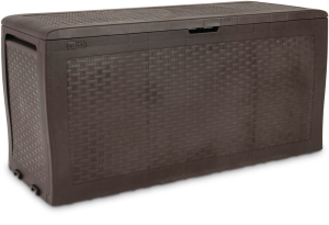 Keter Samoa Outdoor Storage Deck Box, Rattan Style, Brown, 71-Gal