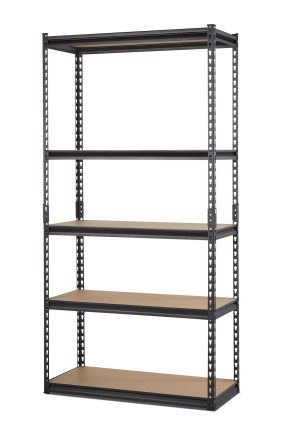 Mastercraft Adjustable 5-Shelf Steel Metal & Wood Storage Rack / Shelving Unit, 36 x 16 x 72-in