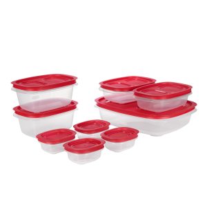 Rubbermaid Easy Store Rectangular Plastic Food Storage Container Set, Microwave and Freezer Safe, 18-pc