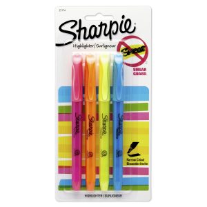 Sharpie Pocket Highlighters, Assorted Colours, Chisel Tip, 4 Count