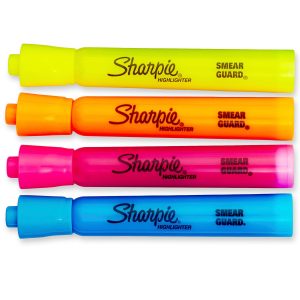 Sharpie Tank Highlighters, Assorted Colours, Chisel Tip, 4 Count
