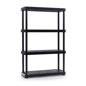 TuffStore® 4-Shelf Resin Storage/Shelving Unit, 36 x 14 x 54.5-in, Black